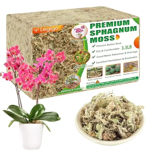 Legigo 1.5kg Premium Sphagnummoos Blumenerde - Natürliche Sukkulenten Fleischfressende Pflanzen Moose getrocknet, Pflanzenwachstumsmedium für Orchideen Sukkulenten Sarracenia Orchidee Gartenpflanzen