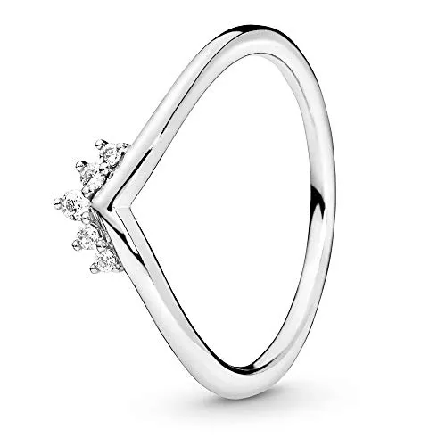 PANDORA Ring "Diadem" Silber 198282CZ-54 - Eleganter Damenring aus poliertem Sterling-Silber mit 5 funkelnden Cubic Zirkonia, perfekt zum Kombinieren für einen individuellen Look.