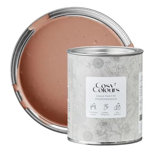 MissPompadour Kreidefarbe für Möbel rot 750ml, Poudre Red - Holzfarbe, Holzlack matt innen - Möbellack, Möbelfarbe ohne Schleifen - Kreidefarbe für Holz - CosyColours