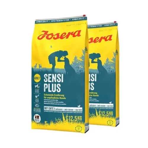 Josera Sensi Plus 12,5kg - Glutenfreies Trockenfutter für Hunde - Hundefutter aus Deutschland, glutenfrei und mit Ente als Hauptzutat, ideal für adulte Hunde. Plus 2 Snacks gratis!