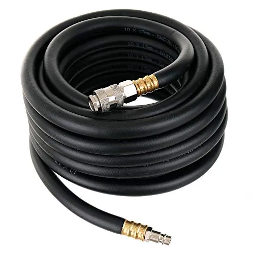 TC Technic 10m Profi Druckluftschlauch für Kompressor 10mm - Flexibler Gummi-Luftschlauch für Kompressoren. Ideal für Pneumatikwerkzeuge wie Schleifmaschinen und Bohrmaschinen. Ölbeständig und bis 20 bar belastbar. Perfekt für den täglichen Einsatz.