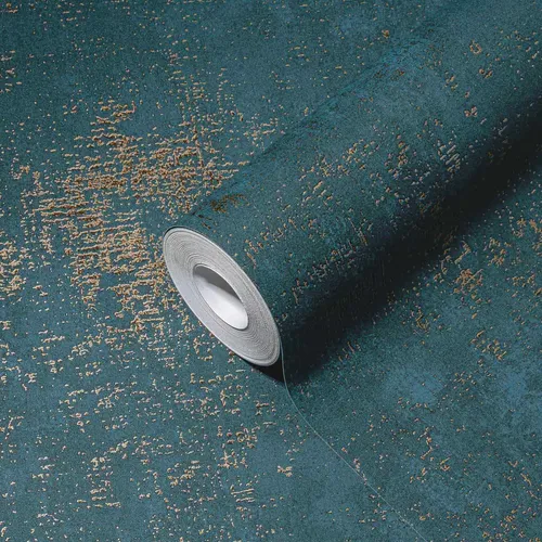 A.S. Création Metallic Tapete Blau Petrol THE BOS 388326 Vliestapete Struktur 10,05 m x 0,53 m Made in Germany