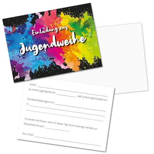 Einladungskarten zur Jugendweihe mit bunten Farbflecken - DIN A6 I dv_1185 15