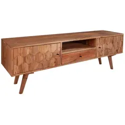Riess Ambiente Massives TV Board Mystic Living 140cm - TV-Board aus massivem Akazienholz mit einzigartiger 3D-Oberfläche, viel Stauraum und handgefertigten Mosaiktüren für ein stilvolles Wohnzimmer.