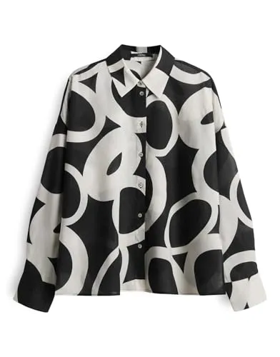 someday Damen Langarmbluse ZIRVELI - Elegante Printbluse aus feinem Cotton Voile - Damenblusen mit stilvollem Design und hohem Tragekomfort, ideal für Büro und Freizeit. Hochwertige Webware sorgt für ein angenehmes Gefühl und einen modernen Look.