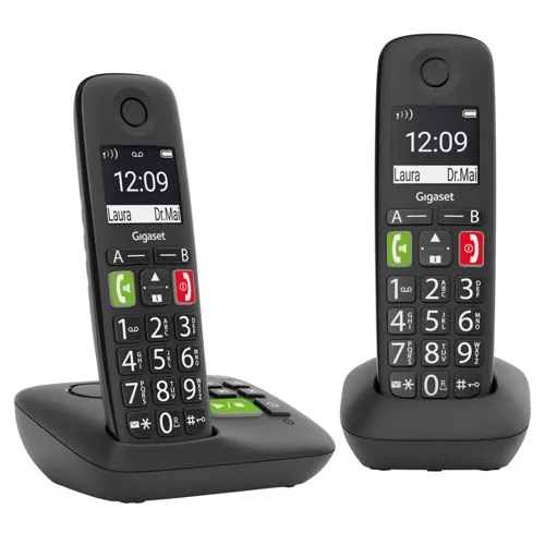 Gigaset E290A DUO - 2 schnurlose Senioren-DECT-Telefone, große Tasten und hörgerätekompatibel für optimale Benutzerfreundlichkeit