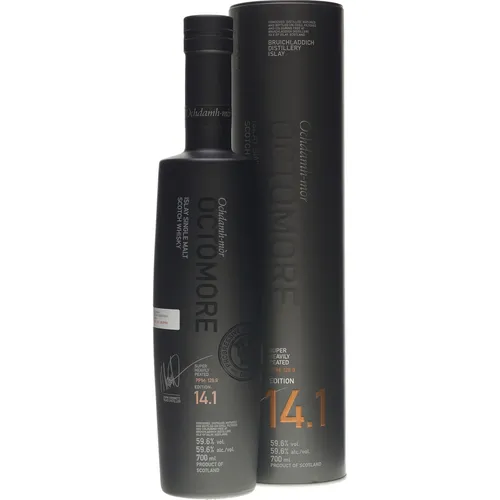 Bruichladdich Octomore 14.1 - Super Heavily Peated Islay Single Malt Whisky, exquisite Balance von Rauch und Malz mit Noten von Vanille und Karamell