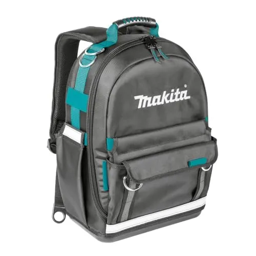 Makita Werkzeugrucksack E-15481 - Polyester, 22,3 Liter Fassungsvermögen, wasserdichter Boden und reflektierende Streifen für optimale Sichtbarkeit