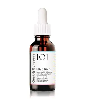 Geek & Gorgeous 101 HA 5 Rich - Hyaluronsäure Serum für pralle Haut - Gesichtsserum mit 5 Formen von Hyaluronsäure für intensive Hydratation und eine weiche, pralle Haut. Ideal für normale und trockene Haut, vegan und parfümfrei.
