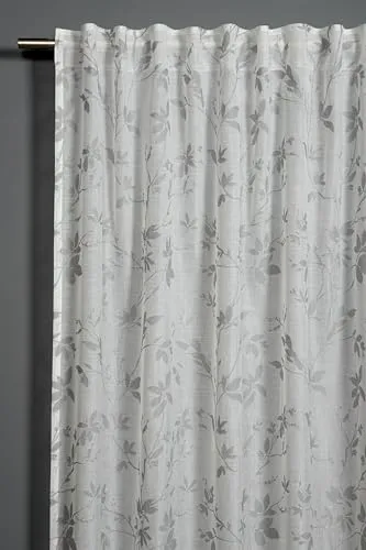 Sehlbach Gardine Schal Zweige - Blickdicht und Elegant - Fertiggardinen mit Blättermuster, blickdicht und ideal für stilvolle Fensterdekoration. Flexible Aufhängung durch Gardinenband und verdeckte Schlaufen.