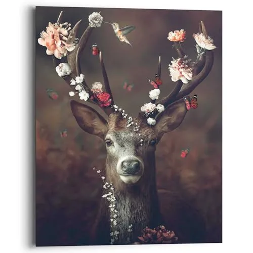 REINDERS Wandbild, Hirsch, Kinderzimmer, Bilder, Wanddeko, Room Decor, MDF, Braun, 50 x 40