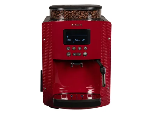 Krups Kaffeevollautomat EA8155 (EA8155 rot) - Kompaktes Design mit großem LC-Display, schnelles Aufheizen für heißen Kaffee ab der ersten Tasse