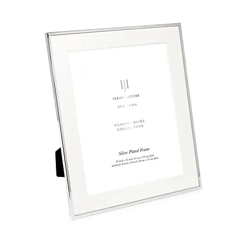 Isaac Jacobs Bilderrahmen, 25.4x30.5 cm, mattiert, 20.3x25.4 cm, Metall, klassischer Bilderrahmen für Tischplatte und zum Aufhängen, Dekoration für Zuhause und Büro, mattiert, Silber.