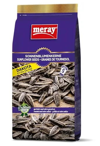 MERAY Dakota Sonnenblumenkerne Geröstet & Extra Gesalzen - Nüsse & Kerne – ideal für unterwegs und als Topping, sorgfältig geröstet für intensiven Geschmack und vollmundiges Aroma.
