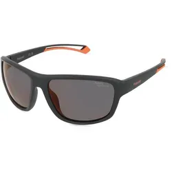 Polaroid Unisex Sonnenbrille PLD 7049/S - Stilvolle Sportbrille für Erwachsene - Sportbrillen in trendy 8LZ/BG Black ORANGE, inklusive schützendem Etui und optimalem UV-Schutz für aktive Tage im Freien.