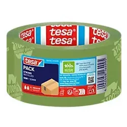 tesa Verpackungsklebeband Leise abrollbar tesapack Eco & Strong Grün 50 mm (B) x 66 m (L) PP (Polypropylen) 100% Recycelt