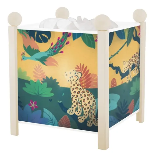Trousselier 6260025 Magische Laterne, Kinder Nachtlicht Savanne - Beruhigendes Schlaflicht für Kinder, das sanft rotierende Bilder projiziert und das Einschlafen erleichtert. Ideal als Geschenk zur Geburt oder Taufe.