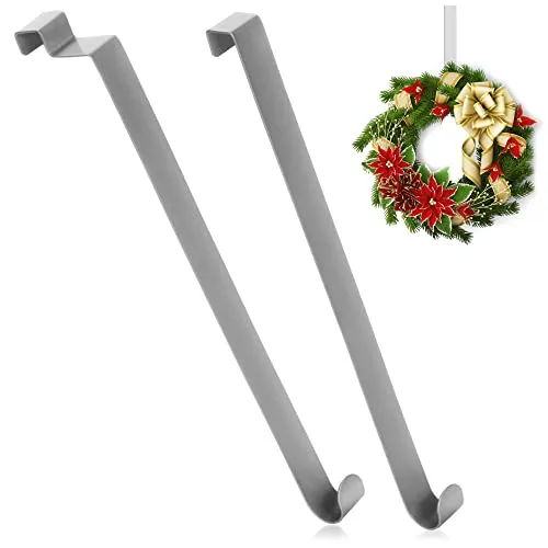com-four® 2x Türhaken aus Edelstahl - 26 cm Haken für Türkränze und Dekoration - Aufhänger für Türen innen und außen - Kleiderhaken zum Einhängen