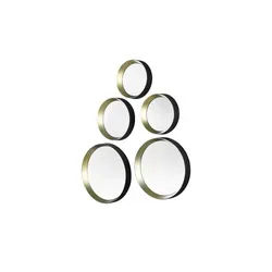 Dekospiegel 5er Set Capovalle - Gold, Ø 25 cm - Accessoires - Spiegel - Praktisches 5er-Set aus hochwertigem Glas und Kunststoff, ideal als optisches Highlight für jeden Raum.
