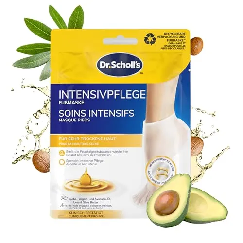 Scholl EXPERTCARE Fußmaske mit 3 wertvollen Ölen - Intensive Pflege für trockene Füße – die Fußmaske spendet Feuchtigkeit und sorgt für geschmeidige Haut. Ideal nach Peeling oder Hornhautentfernung, für eine entspannende Anwendung zu Hause.
