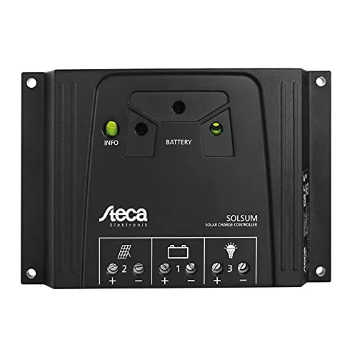 Steca Solar-Laderegler Solsum 8.8F - 8 A Last-Strom - Thermische Solaranlagen mit effizientem Tiefentladeschutz und Temperaturbereich von -25 bis +50 °C für zuverlässige Energieversorgung.