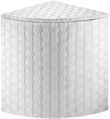 Kobolo Wäschekorb Eckwäschebehälter weiß aus Nylongeflecht - Wäschekörbe mit 40 l Fassungsvermögen, handgefertigt und langlebig dank Nylon. Ideal für platzsparende Aufbewahrung im Badezimmer oder Schlafzimmer.