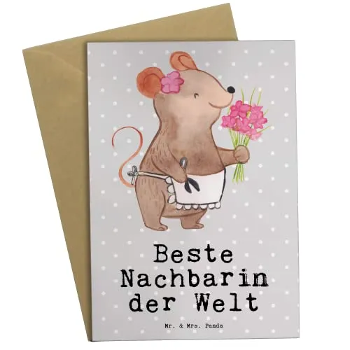 Mr. & Mrs. Panda babykarte Maus Beste Nachbarin der Welt - Geschenk, Grußkarten, vatertagskarte, Dankeschön, Geschenkidee, osterkarten, Nachbarschaft, Nachbarn, hochzeitskarten, Freundin, Freundschaft