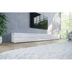 PLATAN ROOM Fernsehschrank TV-Lowboard 210 cm - TV-Halterungen: Minimalistisches Lowboard in Weiß, hängend oder stehend, mit Push-to-Open-Funktion und viel Stauraum für Ihre Geräte.