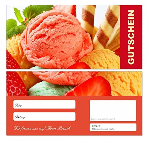 Stück Premium First Class Geschenkgutscheine (Eis-680) - Ein schönes Produkt für Ihre Kunden Gutscheine Gutscheinkarten für Bereiche wie Einzelhandel, Restaurant, Eiscafe, Eisdiele Gastronomie und vieles mehr 200