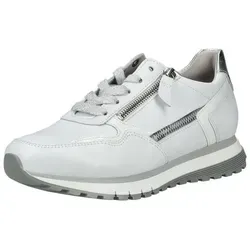 GABOR COMFORT Sneaker aus Glattleder für Damen, Gr. 41, Weiß/Silber - Sportlicher Sneaker mit modernem Design und hohem Tragekomfort. Die Kombination aus Schnürung und Reißverschluss ermöglicht einfaches An- und Ausziehen. Ideal für den Alltag und perfekt für individuelle Einlagen.