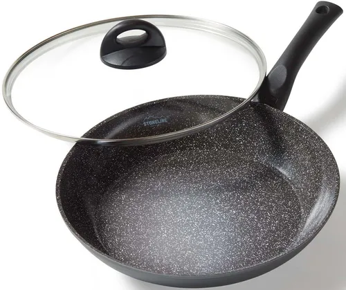 STONELINE Ceramic Bratpfanne mit Deckel 28 cm - Antihaft Keramikpfanne für alle Herdarten, gesundes und fettfreies Kochen mit Easy-Clean-Effekt
