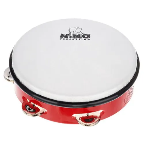 Nino 8" ABS Tamburine Red - Percussion Instrument aus langlebigem ABS, ideal für Kinder und Anfänger, mit 7 Paar Neusilberschellen für klaren Klang.