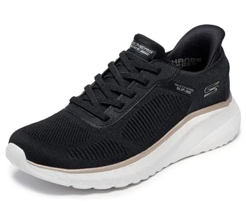 Skechers Damen Bobs Squad Chaos Current Muse Sneaker Schwarz-Gold, 38 EU - Veganer, maschinenwaschbarer Sneaker mit Fersenkissen und integriertem Memory-Schaum für hohen Tragekomfort.