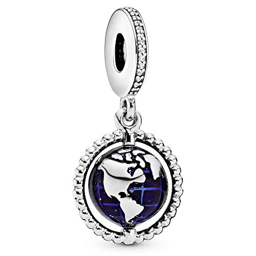 PANDORA Charm Anhänger Weltkugel "sich drehender Globus" 798021CZ - Bead Charms für Damen, handveredelter Globus-Anhänger aus Sterling-Silber mit drehbarem Design für einen individuellen Look.