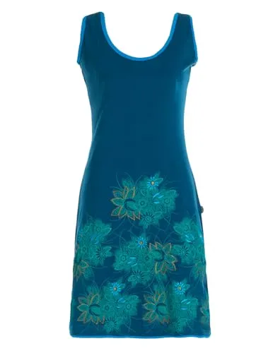 Vishes - Alternative Bekleidung - Damen Longshirt-Kleid Sommer Mini-Kleid Tunika-Kleid Shirtkleid türkis 36