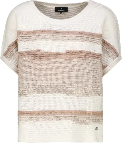 Monari Kurzarmpullover Strukturmix Regular Fit - Vielseitiger Kurzarmpullover für trendige Outfits. Mit Rippstrickbündchen und taillenbedeckendem Schnitt bietet er Komfort und Stil. Strapazierfähiges Material sorgt für langanhaltende Freude und Formbeständigkeit.