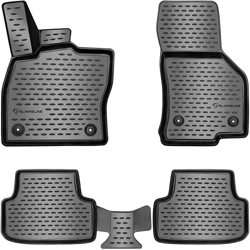 ELMASLINE 3D Gummimatten Set für Seat Leon 3 (5F) 2012-2020 - Maßgeschneiderte Fußmatten mit extra hohem Rand für optimalen Rundumschutz. Schützen Sie den Innenraum vor Flüssigkeiten und Schmutz. Pflegeleicht, strapazierfähig und geruchsneutral.