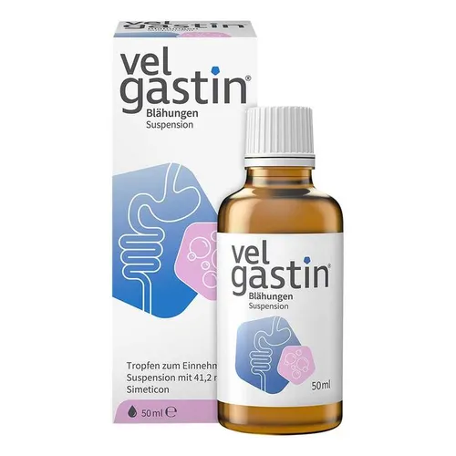 VELGASTIN Suspension zur Linderung von Blähungen 50 ml - Praktische Suspension zur Unterstützung bei Blähungen, einfach einzunehmen und ideal für unterwegs.