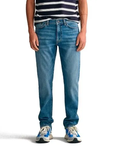 GANT Herren Slim Gant Jeans, Mid Blue Worn in, 30W / 32L EU
