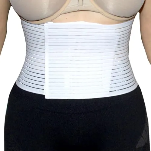 BODYPERFECT Postpartale Bauchband nach der Operation - Unisex-Linderung von Rückenschmerzen - Rückenstütze des Bauchbandbinders - Einstellbare Verschlusshöhe 16 cm (Weiß, xS)