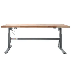 ADB Werkbank Heavy, 42760 - Elektrisch höhenverstellbar - Kunststoffspielzeug, ergonomische Arbeitshöhe durch elektrische Höhenverstellung, stabile Buche-Massiv-Platte, ideal für Werkstätten und Home Offices.