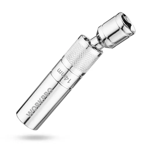 WORKPRO Zündkerzenschlüssel 14 mm, 3/8" Antrieb Dünnwandige Zündkerzennuss, 12-Punkt schwenkbare Zündkerzennuss, Universal Magnetisches Flexibles Entfernungswerkzeug, für Autoreparaturen