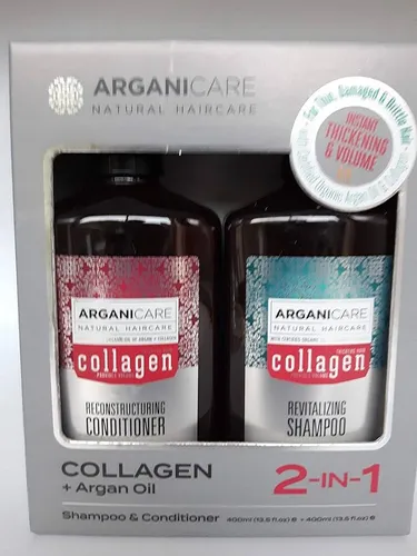 Arganicare Collagen Set 800ml - Hochwertiges Kosmetik-Set zur Pflege Ihrer Haare, mit innovativer Formel für geschmeidiges und glänzendes Haar. Ideal für die tägliche Anwendung.