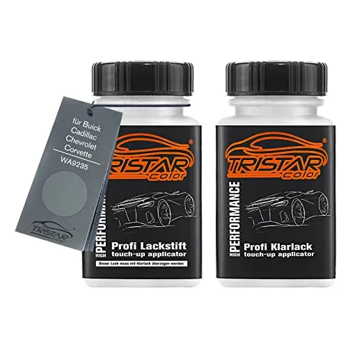 TRISTARcolor Autolack Lackstift Set für Buick/Cadillac/Chevrolet/Corvette WA9235 Medium Slate Gray Metallic Basislack Klarlack je 50ml
