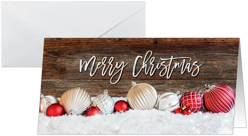 sigel Weihnachtskarte "Red and white Christmas with dark wood" 25 Karten