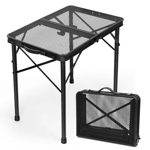 E EASTSTORM Klappbarer Campingtisch 60×40cm - Camping-Möbel mit 2 Höhenverstellbar (27/56cm) und leichtem Design, ideal für Picknicks, Grillen oder Outdoor-Aktivitäten.