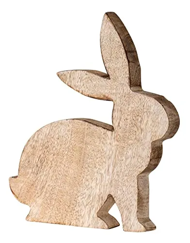 Levandeo® Osterhase aus Mangoholz - 20 cm Dekofigur für den Frühling - Dekorative Tischfigur aus hochwertigem Mangoholz, 20 cm hoch, ideal für eine einladende Frühlingsdekoration. Natürliches Design in Braun für ein gemütliches Ambiente.