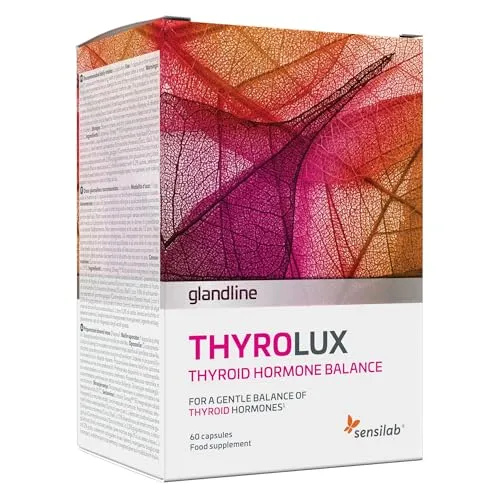 Sensilab glandline Thyrolux Kapseln 42.6 g - Nahrungsergänzungsmittel für die Schilddrüse mit Jod, Selen und L-Tyrosin. Unterstützt die Schilddrüsenfunktion und das Immunsystem. Ideal für Vegetarier und Veganer.