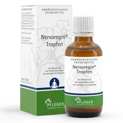 Pflüger® Nervoregin® Tropfen - Beruhigende Tropfen zur Unterstützung der Nachtruhe. Ideal für Erwachsene und Jugendliche ab 12 Jahren, gluten- und laktosefrei sowie vegan. Fördert das Einschlafen und verbessert die Schlaftiefe.