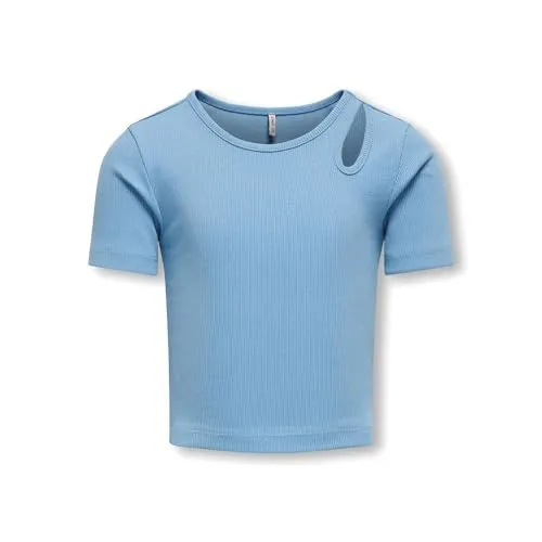 KIDS ONLY Mädchen Kognessa S/S Cut Out Top Box JRS Noos T-Shirts, Blissful Blue/Detail:Shoulder Cut Out, 146-152 EU